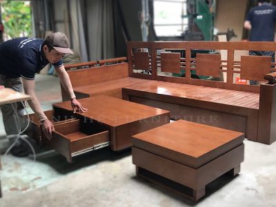 sofa góc thành giường kết hợp bàn trà MH3