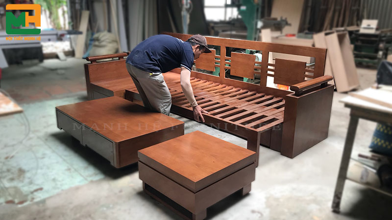 sofa góc giường kết hợp bàn trà MH3